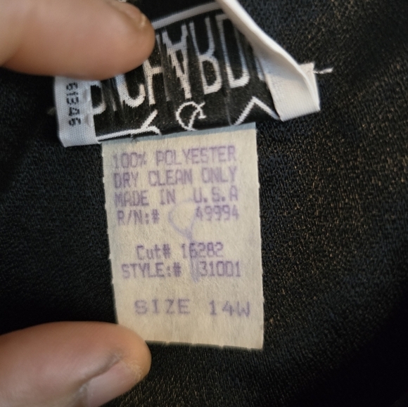 VTG R&M Richards By Karen Kwong Tunic Jacket 14W Black Velvet Padded Y2k - Picture 9 of 12